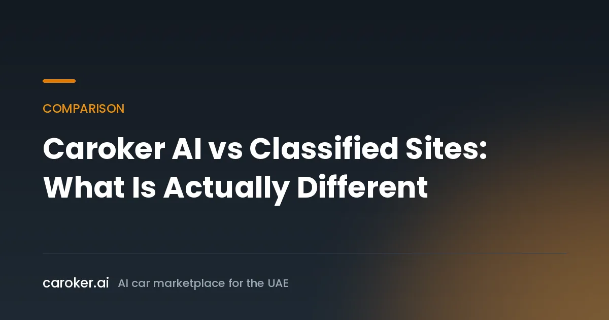 Caroker AI compared with car classified sites in the UAE